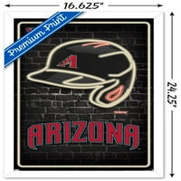 Arizona Diamondbacks-Neonski Zidni Poster Za Kacige, 14.725 22.375 Uokviren