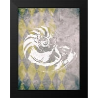 Napusti, alicia crni moderni uokvireni muzej umjetnički ispis pod nazivom - Vintage Harlequin Shell 1