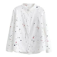 Wendunide majice s dugim rukavima za žene modni dugi rukav gumb za ispis Korejska majica casual labava bluza bijela