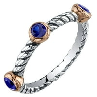 Oravo 0. Karati su stvorili plavi safir prsten od 3 kamena koji se može slagati u Sterling srebru