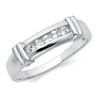 Čvrsti srebrni prsten nevidljivi Set kvadratni kubni cirkonij CZ Muška vjenčana traka za godišnjicu veličine 8.5