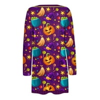 MLQIDK Halloween Cardigani za žene Fall bundeve print dugih rukava KARDIGAN DREMENAS CASETER OTVORENO PREDNJI DRŽAVNI PUSTENI SA POKRETNIM PURPLE XL