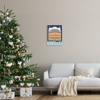 Stupell Industries Winter Hotel Christmas Festival Holiday Slikarstvo Siva uokvirena umjetnost Print Wall