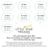 Little Star Organic Baby Girl Pk Flutter & Bodi Sa Kratkim Rukavima, Veličina Novorođenče-Mjeseci