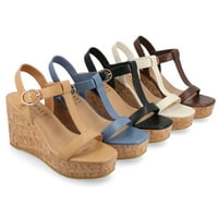 Kolekcija Journee Womens Matildaa Tru Comfort Foam Buckle Platform Wedge Sandals