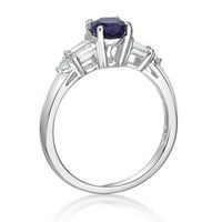 Jay srce dizajnira Sterling Silver originalni ametist i stvorio bijeli safirni prsten