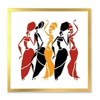 PROIZVODNJA Prekrasne crvene crne i žute plesače afroameričke siluete Moderni uokvireni umjetnički print