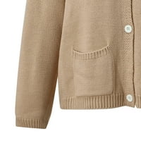 Ženska kardigan dame modna čvrsta boja Srednja dužina dugih rukava pletena džemper džep džep džep jakna