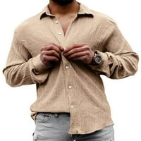 Paille muški vrhovi majica s dugim rukavima rever izrez Tunika košulja Redovna fit Business bluza Khaki