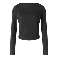 Ženske Teksturne Majice Sa Dugim Rukavima Za Useve Casual O-Izrez Slim Fit Čvrsta Majica Za Useve