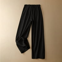 Široke pantalone za žene Casual elastični džepovi sa dugmadima za struk široke pantalone sa džepovima udobne Lounge pantalone