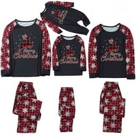 Božić pidžama za porodicu slatka PJ - a sa pahuljica jelena dugim rukavom Tee i karirane pantalone Loungewear