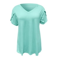 Plus Size Vrhovi Za Žene Ljetne Latice Rukave Casual Tshirts Kratki Rukav Tunika Dressy Bluze