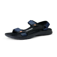 Frontwalk muške cipele za plažu otvorene slajd sandale niske gornje ravne sandale unutarnje i vanjske Ležerne muške stanove tamno plave-9