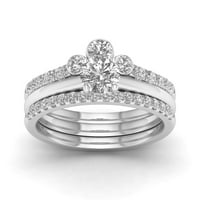 1ct TDW Diamond 14k Bijelo zlato krunisan Svadbeni prsten Set