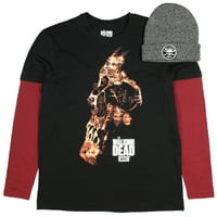 Walking Dead Dugi Rukav Muški Šetač Grafički T-Shirt & Beanie Combo
