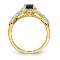 Čvrsti dijamant od 14k žutog zlata i safir plavi Septembar veličina Zaručničkog prstena od dragog kamenja