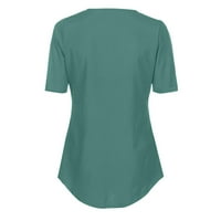 Ženske ljetne kratke rukave košulje Zip Casual Tunic V-izrez rollable bluza Tops Blue M