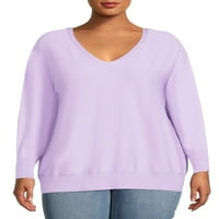 Terra & Sky ženski džemper s V-izrezom s dolmanom rukavima, laganom