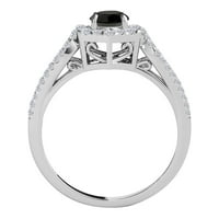 Mauli Jewels angažman prstenje za žene 1. Karatni Halo Crni Dijamant Svadbeni Set sa zupcima 14k Bijelo