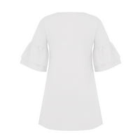 Huachen haljina za žene, Ženski V izrez Casual kratki rukav volan-Trim ljetne Mini haljine,praznična svježa