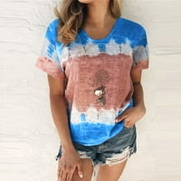 Ladie's Summer Cute Casual bluza Flower Print Tops Simple okrugli vrat kratki rukav T Shirt for Women