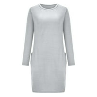 Cethrio Maxi haljine za žene labavi džepovi dugi rukavi ljeto i jesen klirens siva haljina Veličina L