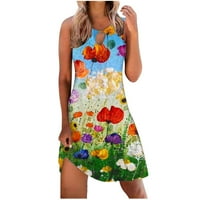 Sundresses for Women Beach haljine for Women Graphic Crewneck Sleeveless Boho Floral Cut Out Sun haljine
