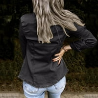 Miayilima kaputi za žene Casual jednobojni džep sa džepom na reveru Dugi rukav Tunic Shirt Denim Jacket