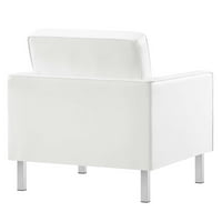 Modway Loft Tufted Veganski kožni tapecirani za dnevne sobe Fotelje u srebrnoj bijeloj boji - set od 2