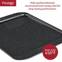 Prestige Stone Quartz Bakeware Neljepljivi kvadratni listovi za pečenje, Set od 3, crni sa zlatnim mrljama