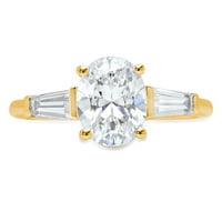 2. CT ovalni rez pravi prirodni dijamant VS1-VS I-J 18K žuto zlato Tro-kamena Obećaj vjenčanja Izjava o vjenčanju Angažovanje dizajnerskog prstena veličine 10