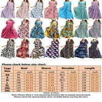 Caprese dame sarafan Crew maxi haljine sa izrezom sa cvjetnim printom duga haljina boemski kratki rukav slika u boji 3XL