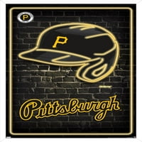 Pittsburgh Pirates - Zidni poster neonske kacige, 22.375 34 Uramljeno