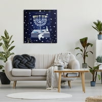Stupell Industries Light & Pear Menorah Stars Holiday Slikarstvo Galerija Zamotana platna Print Wall Art