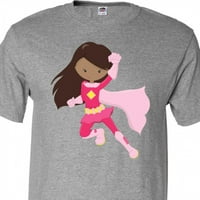 Inktastična afrička američka djevojka, superheroj djevojka, ružičasta majica