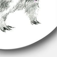 Designart 'crno-bijeli portret rakuna' seoska kuća krug metalni zid Art-disk od 29
