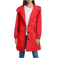 Oieyuz Trench vjetrovka za žene zimski lagani kaputi sa dugmadima sa džepovima vodootporna jakna sa kapuljačom