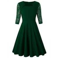 Gotyou haljine ženski kvadratni vrat kratki rukav čipkasta haljina za šivanje Ležerna haljina za putovanje na posao zelena XXL