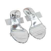 LUMENTO sandale za žene za ženske klizanje na haljini sandale prozirne ljetne cipele čiste visoke potpetice na otvorenom casual dva remena Mule srebrna 10