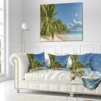 Designart Anse Georgette plaža tamno plava - jastuk za bacanje morskog pejzaža-16x16