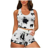 Penkiiy žene Tie-Dye štampanje prsluka Sling bez rukava Tank Tops Bandage Shorts Casual Set kontrola gaćice