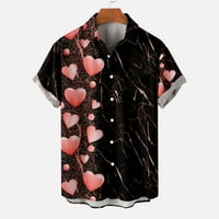 Felirenzacia Muška Ležerna dugmad Valentinovo Print sa džepom odbijena košulja s kratkim rukavima bluza