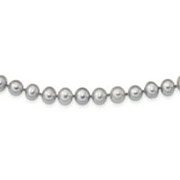 Primalno srebrne srebrne srebrne rodirani sive slatkovodne kultivirane biserne ogrlice