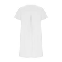 Ženska ležerna ljetna majica haljina haljina s kratkim rukavima s džepovima za žene bijele m