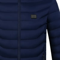 Zimski kaputi za muškarce - Anorak puni zip dugih rukava Anorak Turtleneck Slim topla jakna od čvrste jakne plave boje