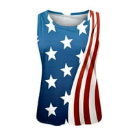 Cam Top Womens Comfortable Crewneck Dan Nezavisnosti Print Tank Tops Loose Fit Osnovne Majice Plaža Bluza Baggy Top