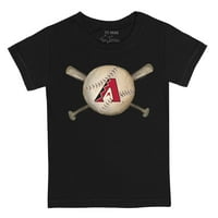 Infant Tiny Repa Crna Arizona Diamondbacks Bejzbol Cross Palicama T-Shirt
