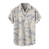 Zodggu Cleariance ljeto plaža na vrhu bluza za izvlačenje tropskog ispisa džep s kratkim rukavima niz lapel Havajske košulje za muškarce labave casual ogrlice od rublja muško slobodno vrijeme Siva 16