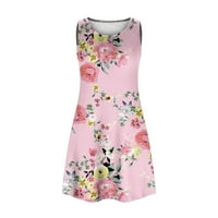 Ženski Casual džepovi Boho Tank Dress Clearance ljetne okrugle košulje za vrat Trendy Odjeća Vintage cvjetna
